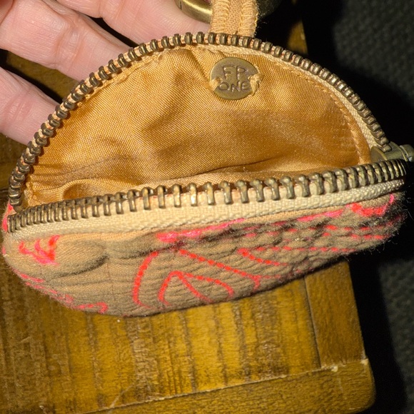 Free People Tan and Pink Embroidered Coin Purse - Picture 4 of 4